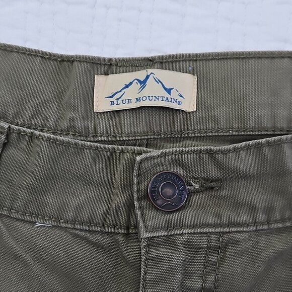 Blue Mountain Canvas Relaxed Fit 5 Pocket Pants Army Green Straight Leg EUC - Picture 10 of 14